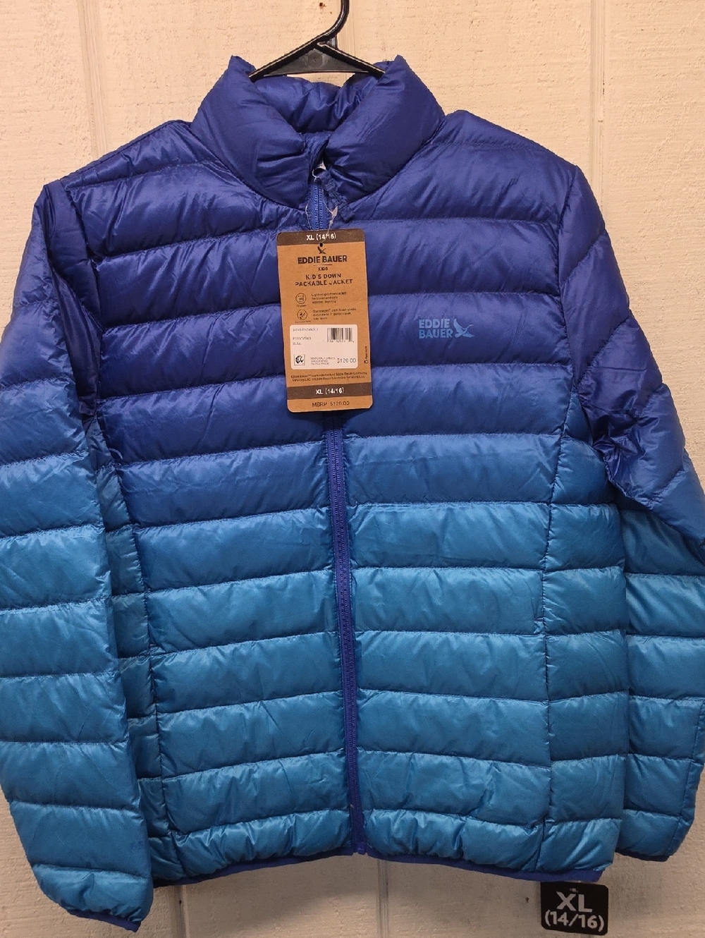 Eddie Bauer Blue Ombre Quilted Packable Jacket